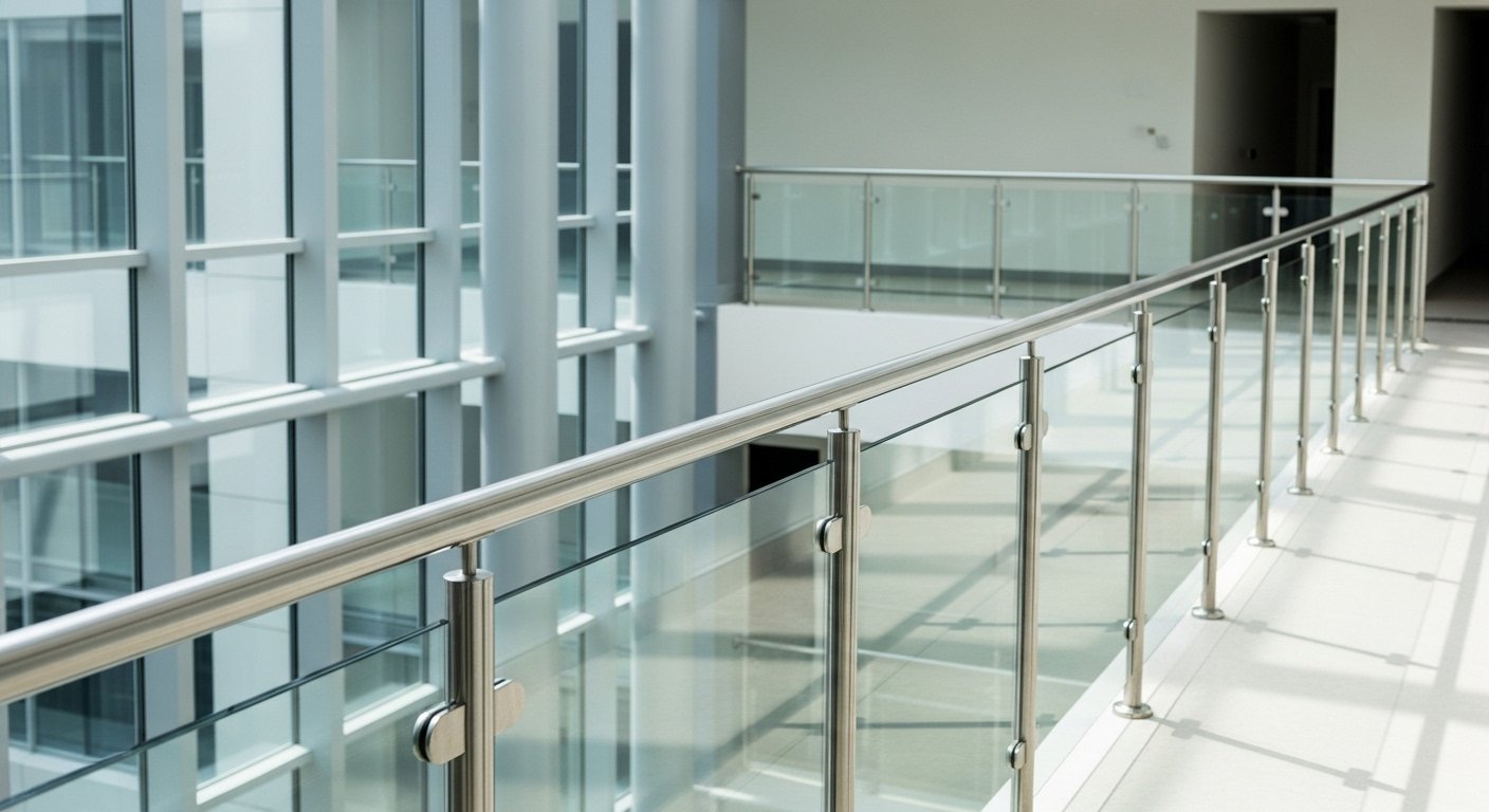 Foot over bridge steel railing elevated pedestrian walkway Hyderabad by Sun Railings