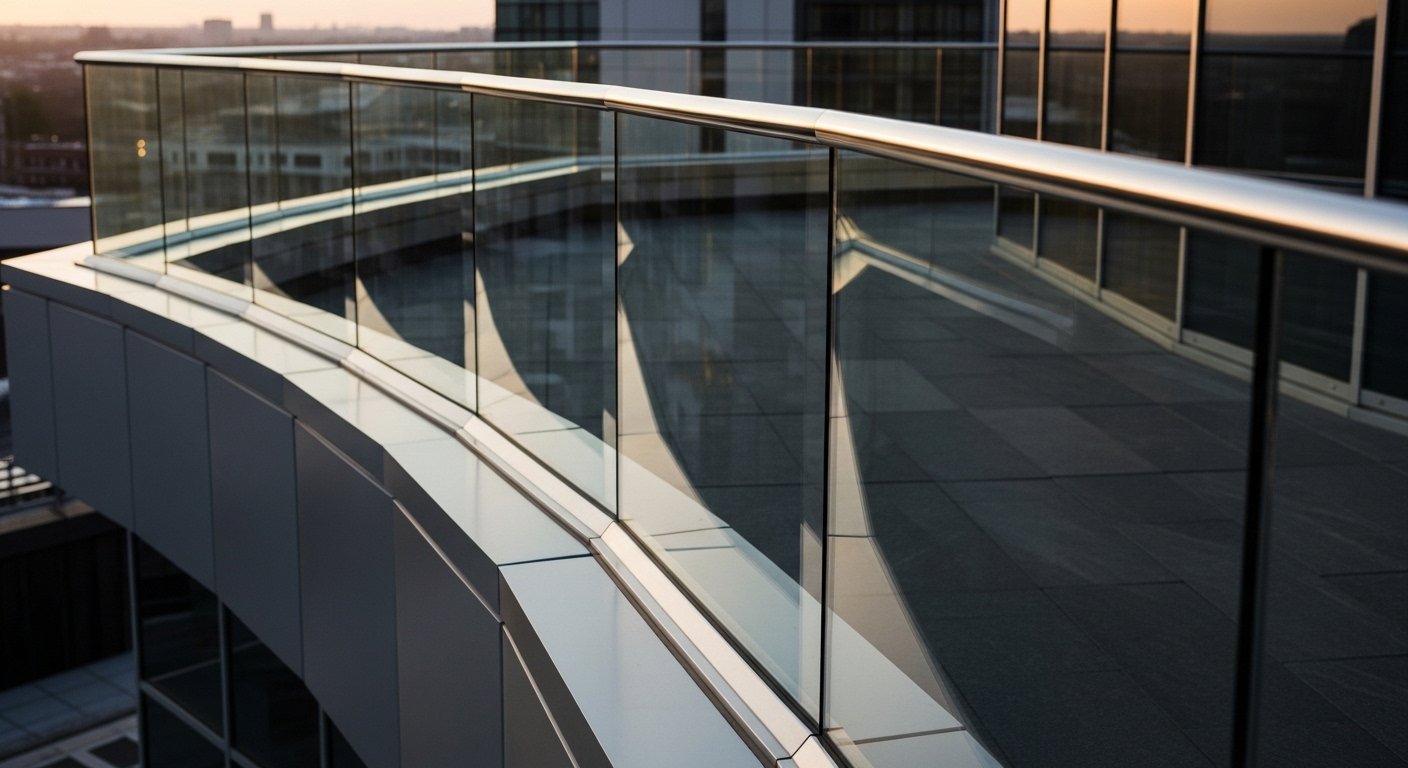 Frameless glass railing staircase premium residential Hyderabad