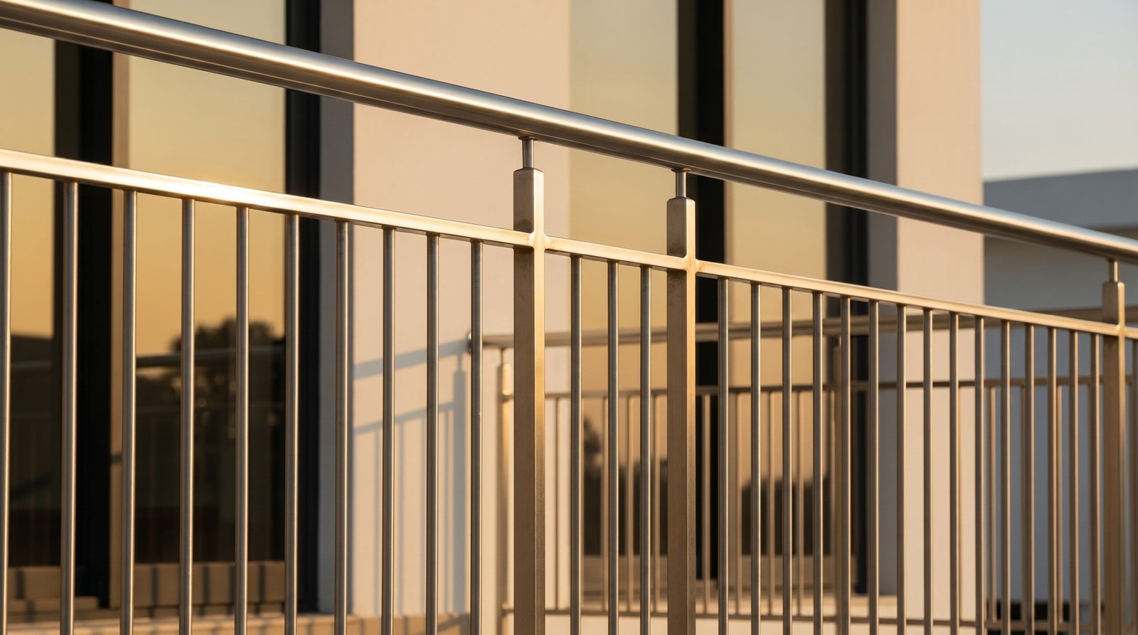 Stainless steel railing installation at commercial IT park Hyderabad by Sun Railings