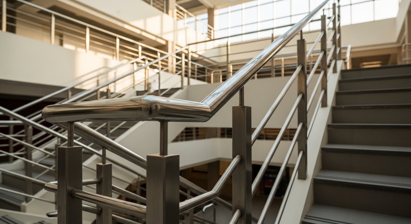 Glass infill staircase railing duplex Hyderabad by Sun Railings